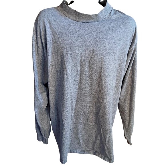 XL Vintage Men's T-shirt USA Olympic Apparel Long-Sleeve Mock Neck Gray Pullover - Picture 3 of 6
